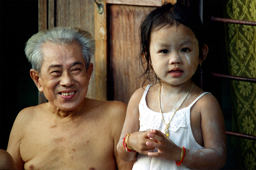 Grandchild and grandpa Thailand