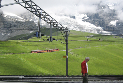 Lonely Man in Swiss Alps