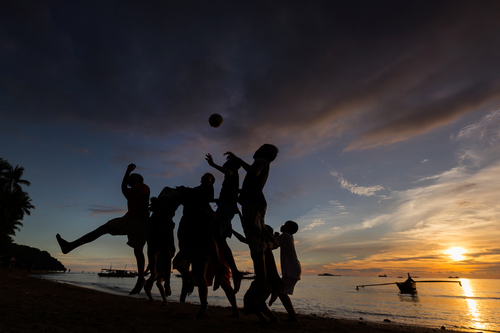Sunset beach soccer