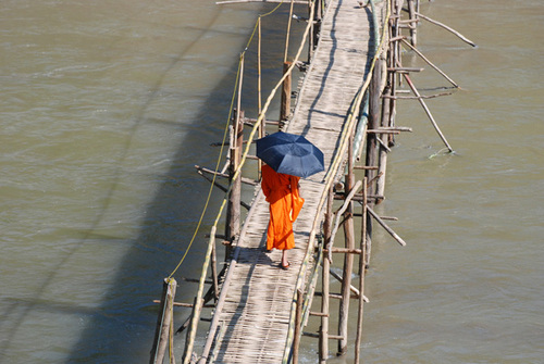 Crossing the river, Laos Crossing the river, Laos