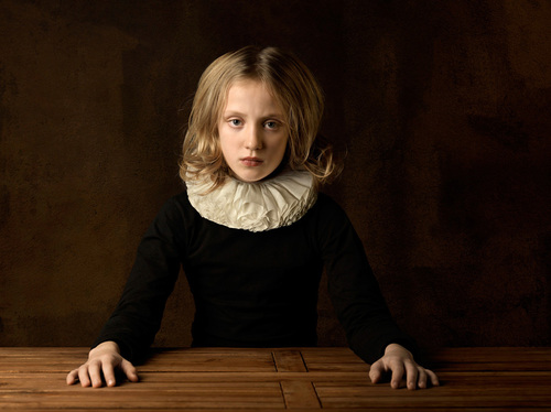 Girl with White Collar at table