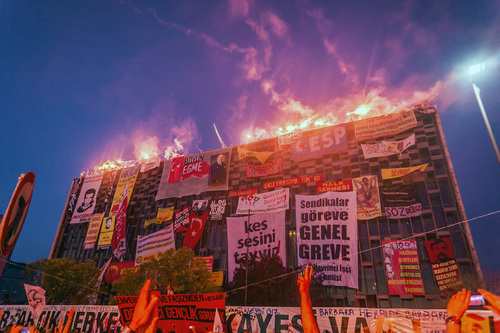 Victory torches on Atatrk Cultural Center's roof