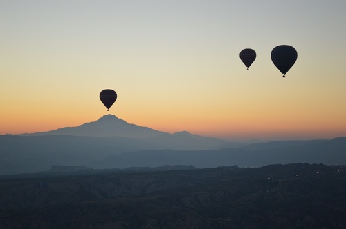 hot air balloons over Anatolia