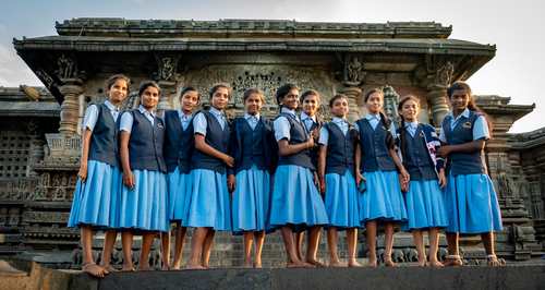 School Girls in Blue