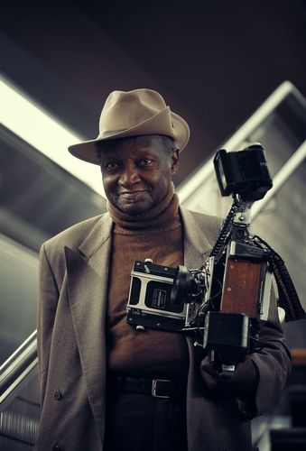 Man with vintage camera
