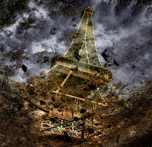 Eiffel Puddle Reflection