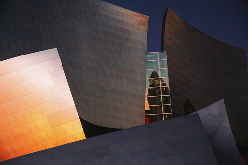 City Hall Reflection on Disney Hall 