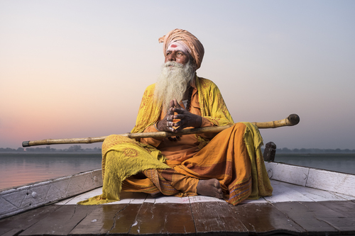 holy man on holy river Ganges