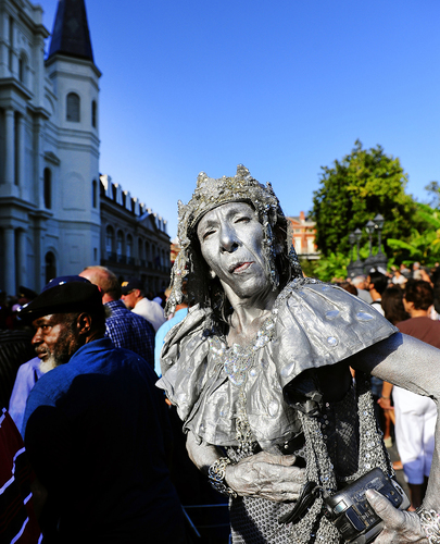 Silver Lady at Jazz Funeral
