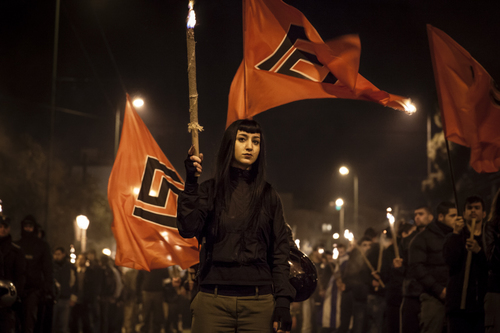 Supporters of the Greek ultra nationalist Golden Dawn party