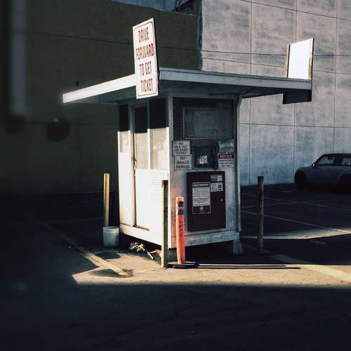 Parking Booth, Dawn. DTLA, CA