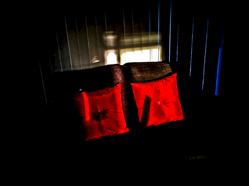 Red pillows.