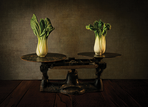 Bok Choy with Antique Scale