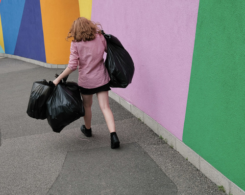 Girl with the bags