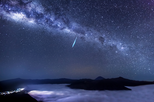 Eta Aquarid Meteor above Mount Bromo