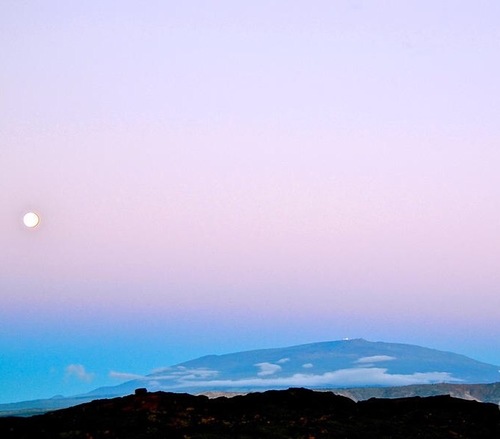 Full Moon Rising Over Mauna Kea