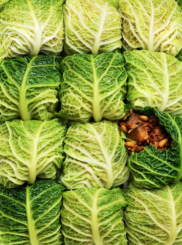 Lockdown food parcels - Persian rice in cabbage leaf parcel